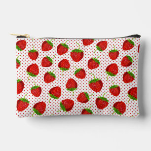 Pochette À Accessoires Motif de fraises et de points rouges