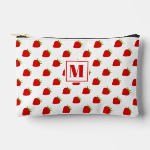 Pochette À Accessoires Motif de fraises rouge mignonne Monogramme