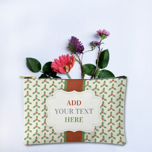 Pochette À Accessoires Motif de houx de Noël Feuilles de houx vertes Baie