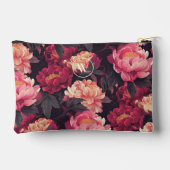 Pochette À Accessoires motif de la flore vintage rose rouge, monogramme (Verso)