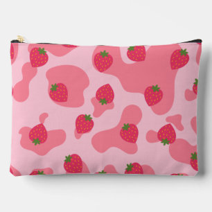 Pochette À Accessoires motif de la vache à fraise kawaii