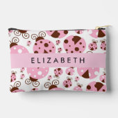 Pochette À Accessoires Motif De Ladybugs, Ladybugs Rose, Votre Nom (Verso)