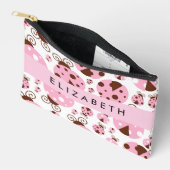 Pochette À Accessoires Motif De Ladybugs, Ladybugs Rose, Votre Nom (Ouvrir)