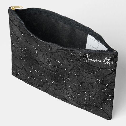 Pochette À Accessoires Motif de luxe Éperviers noir et blanc (Ouvrir)