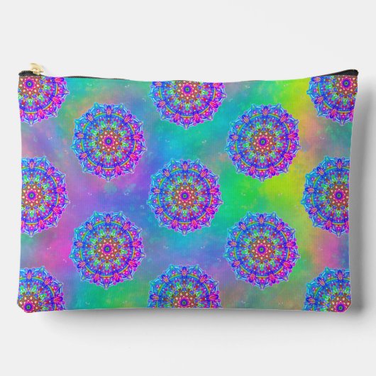 Pochette À Accessoires Motif de Mandala bleu violet Boho (Recto)