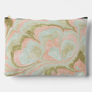 Pochette À Accessoires Motif de marbre doux en spirale Menthe, Corail et
