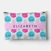 Pochette À Accessoires Motif de méduses, Mignonne méduse, Mer, Votre nom (Verso)