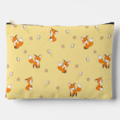 Pochette À Accessoires Motif de mignons petits renards sur jaune (Recto)