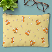 Pochette À Accessoires Motif de mignons petits renards sur jaune