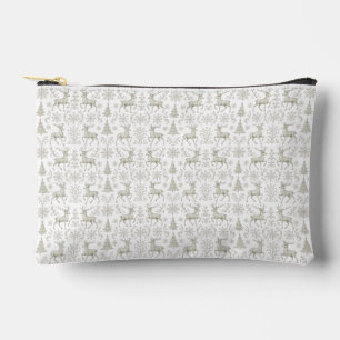 Pochette À Accessoires Motif de Noël rustique, argent/ blanc moderne