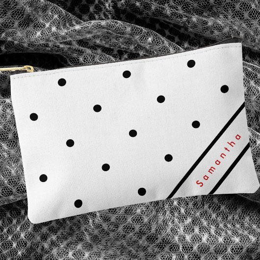 Pochette À Accessoires Motif de points de Polka Noir