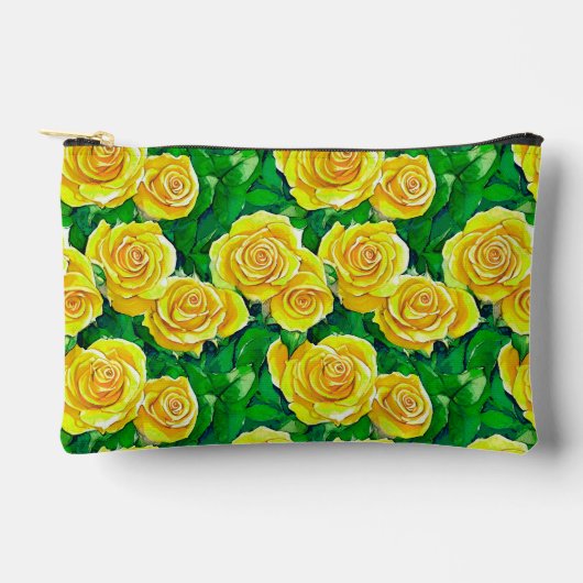 Pochette À Accessoires Motif de Rose d'aquarelle jaune (Recto)