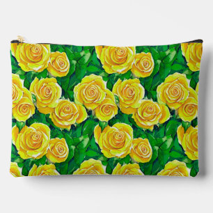 Pochette À Accessoires Motif de Rose d'aquarelle jaune