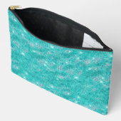 Pochette À Accessoires Motif de séquence turquoise (Ouvrir)