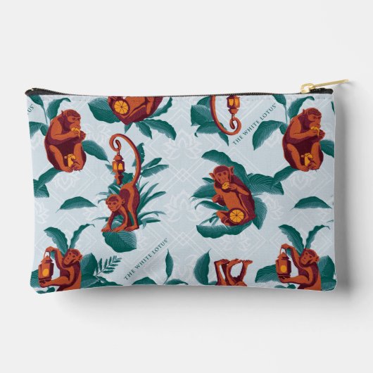 Pochette À Accessoires Motif de singes joueurs du Lotus Blanc (Verso)