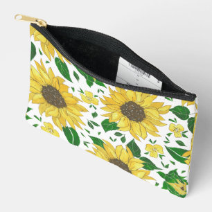 Pochette À Accessoires Motif de tournesol à l'aquarelle