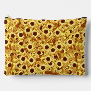 Pochette À Accessoires Motif de tournesol, or, jaune et Brown