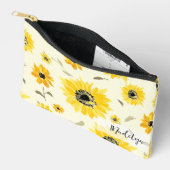 Pochette À Accessoires Motif de tournesol Personnalisé Yellow Watercolor (Ouvrir)