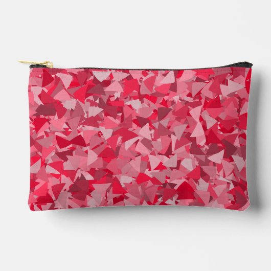Pochette À Accessoires Motif de Triangle Rose Rouge Petit (Recto)