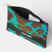 Pochette À Accessoires Motif de vache Brown et Turquoise (Ouvrir)