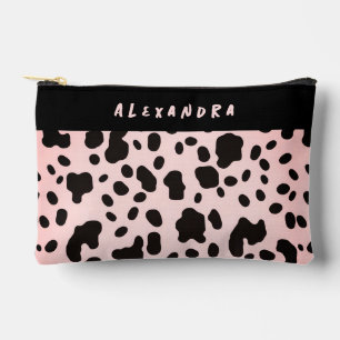 Pochette À Accessoires Motif de vache occidentale rose pastel noir mignon