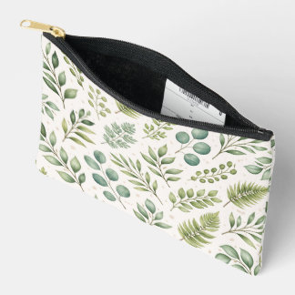 Pochette À Accessoires Motif de verdure à l'aquarelle | Feuilles botaniqu
