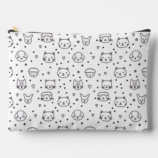 Pochette À Accessoires Motif de Visages d'Animaux Mignons (Recto)