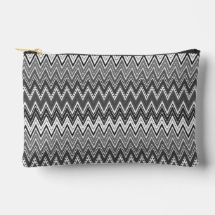 Pochette À Accessoires Motif de zigzag géométrique noir et blanc