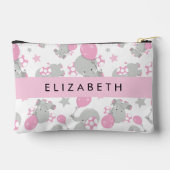 Pochette À Accessoires Motif D'Eléphants, Eléphants Mignons, Votre Nom (Verso)