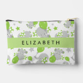 Pochette À Accessoires Motif D'Eléphants, Eléphants Mignons, Votre Nom (Verso)