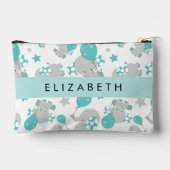 Pochette À Accessoires Motif D'Eléphants, Eléphants Mignons, Votre Nom (Verso)