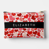 Pochette À Accessoires Motif Des Coeurs, Coeurs Rouges, Amour, Votre Nom (Verso)