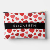 Pochette À Accessoires Motif Des Coeurs, Coeurs Rouges, Votre Nom (Verso)