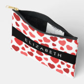Pochette À Accessoires Motif Des Coeurs, Coeurs Rouges, Votre Nom (Ouvrir)