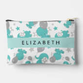 Pochette À Accessoires Motif Des Eléphants Bleus, Étoiles, Votre Nom (Verso)