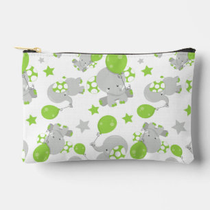 Pochette À Accessoires Motif Des Eléphants, Eléphants Mignons - Grey Vert
