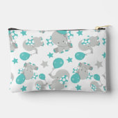 Pochette À Accessoires Motif Des Eléphants, Eléphants Mignons - Gris Bleu (Verso)
