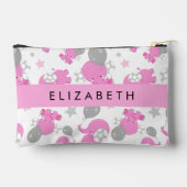 Pochette À Accessoires Motif Des Eléphants Roses, Étoiles, Votre Nom (Verso)