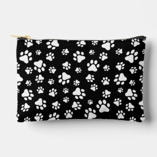 Pochette À Accessoires Motif des pattes, Empreintes de pattes, noir et bl