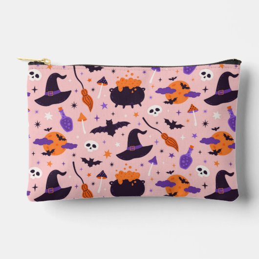 Pochette À Accessoires Motif d'Halloween mou et rose (Recto)