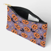 Pochette À Accessoires Motif d'Halloween violet Jack-O-lanterne (Ouvrir)
