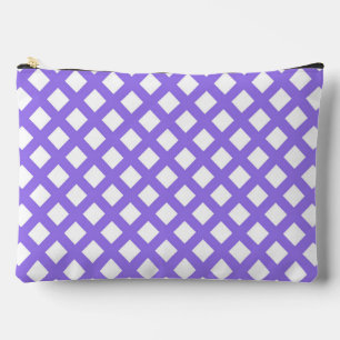 Pochette À Accessoires Motif diamant à carreaux blanc violet grande