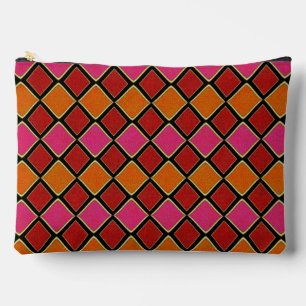 Pochette À Accessoires Motif diamant Harlequin vibrant en rouge, orange,