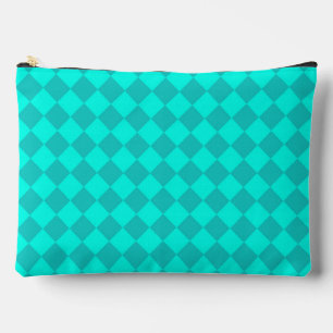 Pochette À Accessoires Motif diamant turquoise Checker