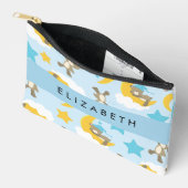 Pochette À Accessoires Motif D'Ours, Nounours, Étoiles, Votre Nom (Ouvrir)