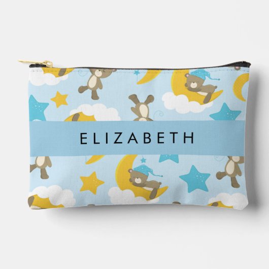 Pochette À Accessoires Motif D'Ours, Nounours, Étoiles, Votre Nom (Recto)