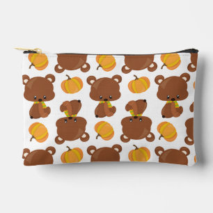 Pochette À Accessoires Motif D'Ours, Ours Mignons, Automne, Citrouille