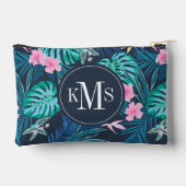Pochette À Accessoires Motif du Jardin des Fleurs Tropicales Bleues (Verso)