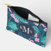 Pochette À Accessoires Motif du Jardin des Fleurs Tropicales Bleues (Ouvrir)