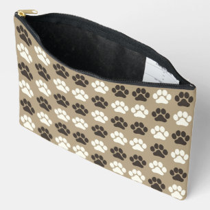 Pochette À Accessoires Motif Empreinte de Patte  Sable Terreux